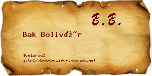 Bak Bolivár névjegykártya